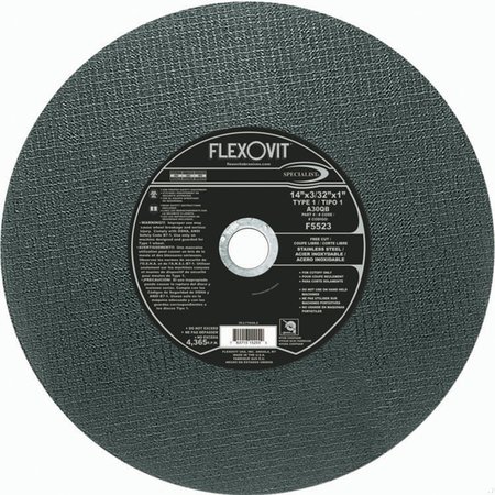 FLEXOVIT Specialist Specialist Free Cut Cut-Off Wheel, 14 in Dia x 3/32 in THK, 1 in Center Hole, 30 Grit, Al F5523